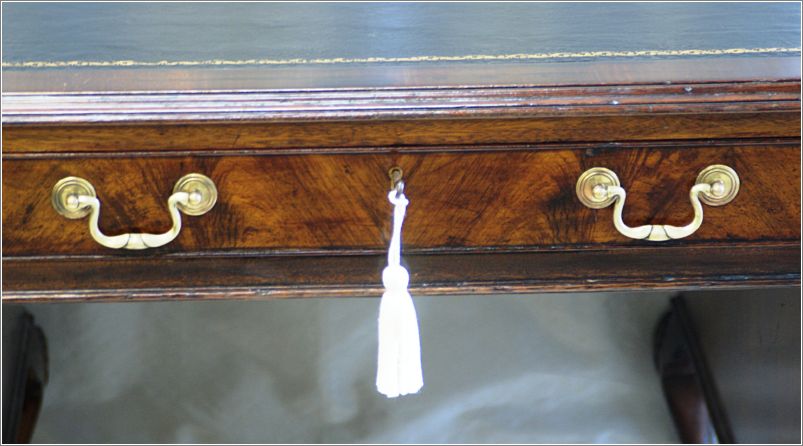 2051 Antique Mahogany Pedestal Desk Chippendale Style (8)
